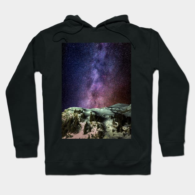 Milky Way over mountains Hoodie by naturalis